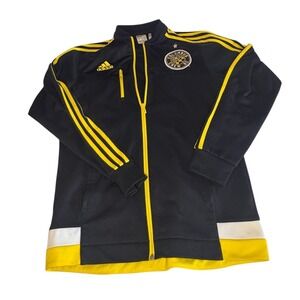 Columbus Crew SC Adidas Soccer Track Jacket Mens small Full Zip Black Yellow